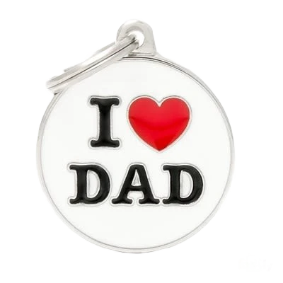 Smart MyFamily White Circle I Love Dad ID Tag Fast