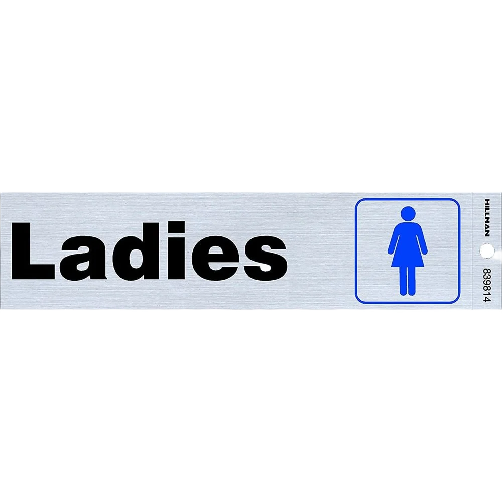 Enhanced Hillman Black Blue Nickel Mylar Self-Adhesive Ladies Sign 2 x 8 in. Certified