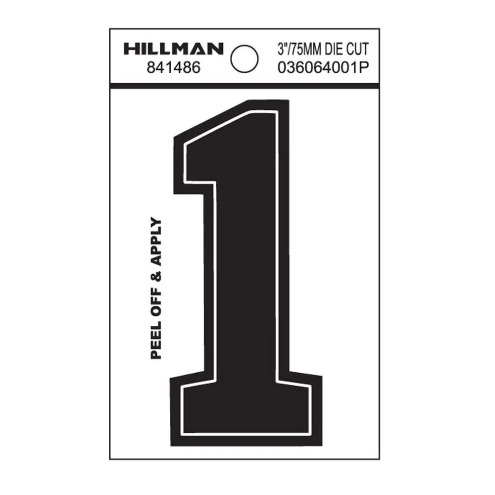 Contemporary Hillman 3-In. Adhesive Black House Number 1 Proven