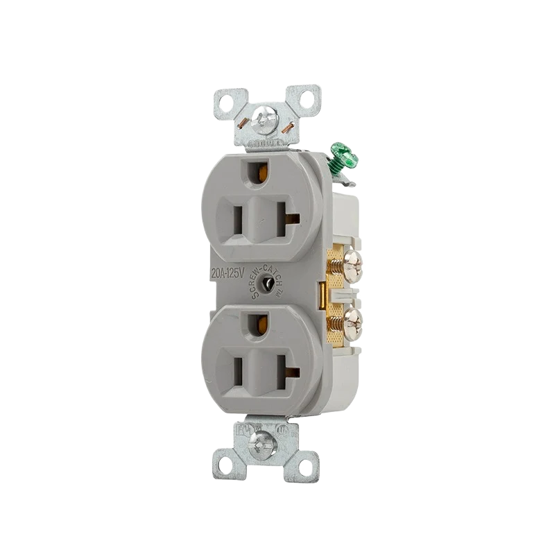 Enhanced Cooper 20A 125V Commercial Gray Duplex Receptacle Environmentally Friendly