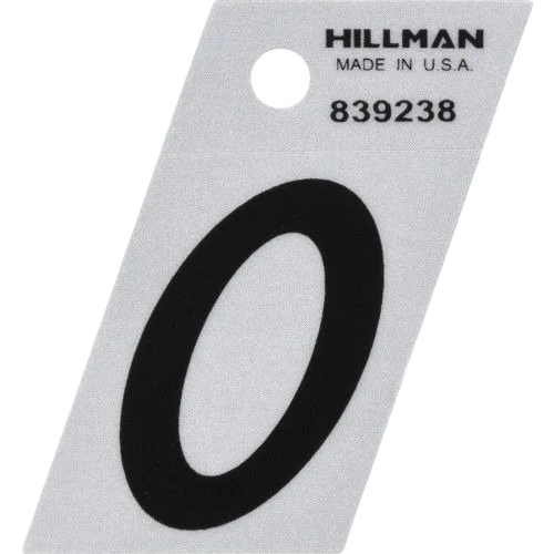 Safe Hillman 1-1 2-In. Adhesive Black Silver Angle-Cut House Number 0 Reliable