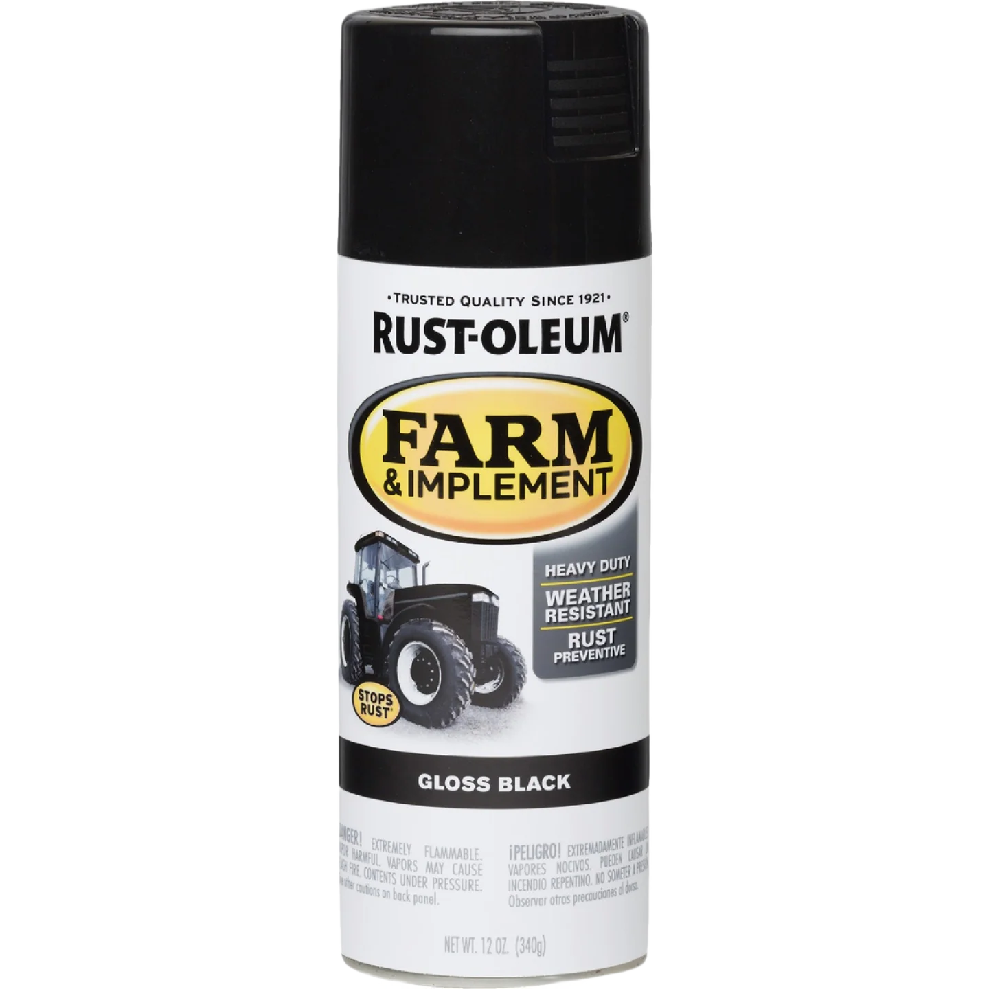 Certified Rust-Oleum Farm Implement Gloss Black Spray Paint 12 oz. Pure
