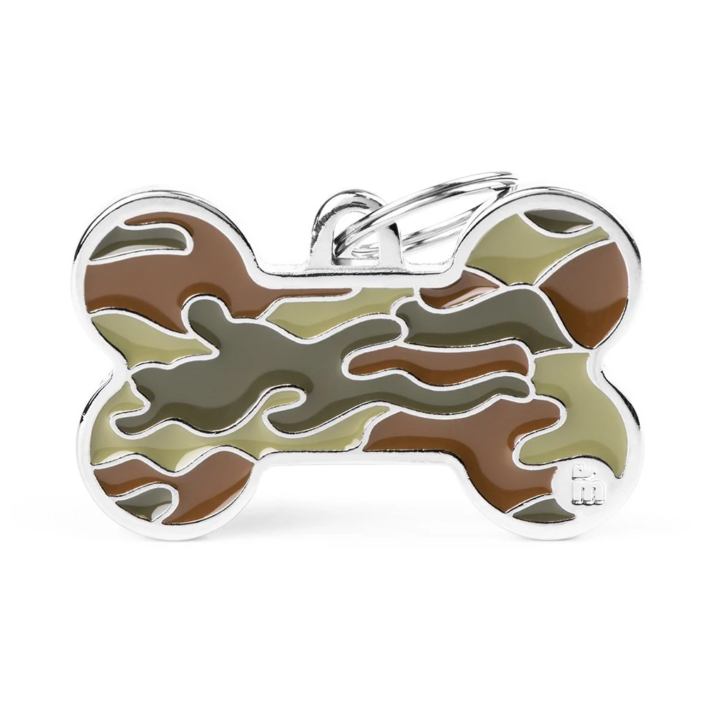 Responsible MyFamily Style Camouflage XL Green Bone Pet Tag Modern