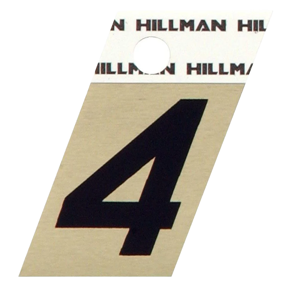 Exceptional Hillman 1-1 2-In. Adhesive Black Gold Aluminum House Number 4 Verified
