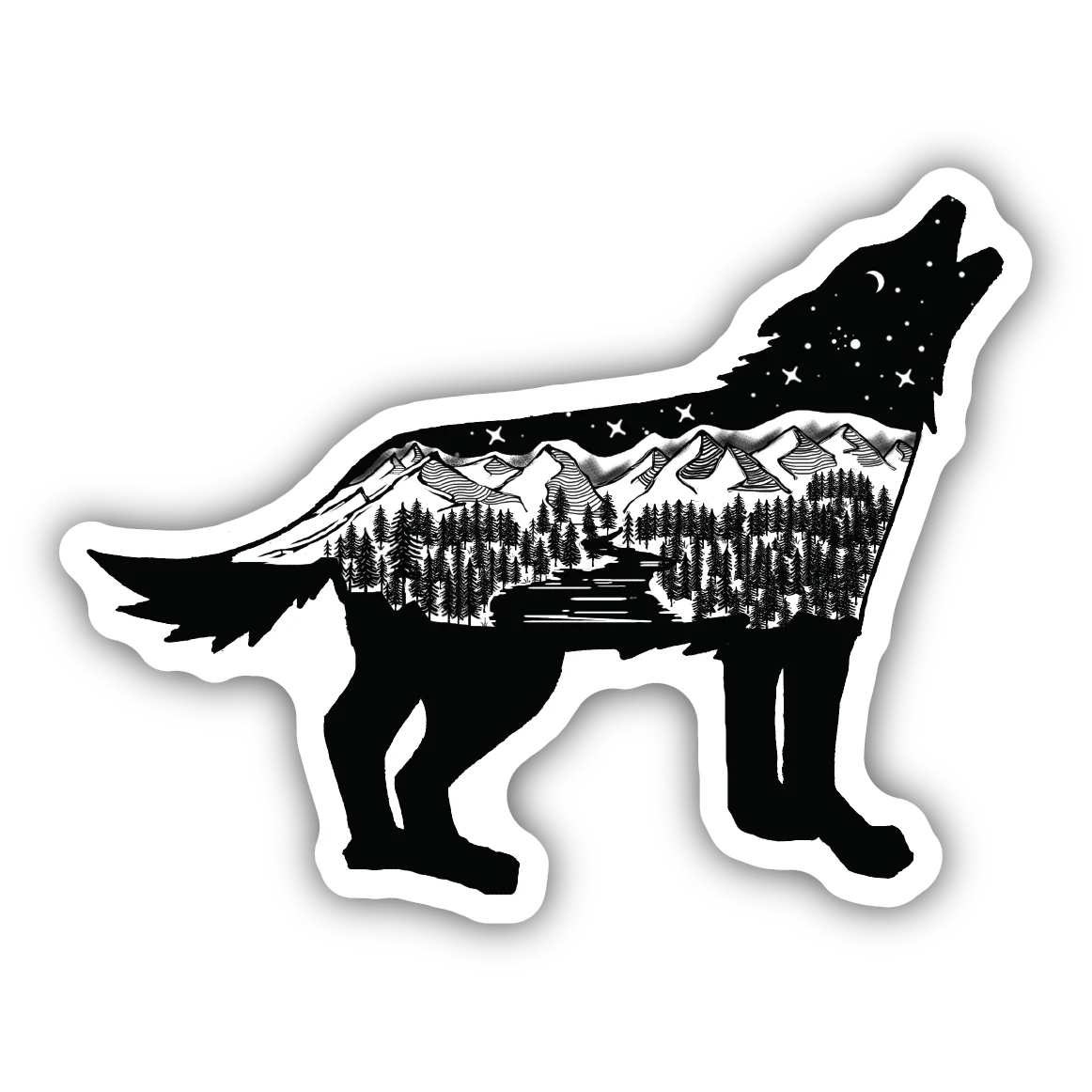 Safe Stickers Northwest Wolf Scene Sticker Professional