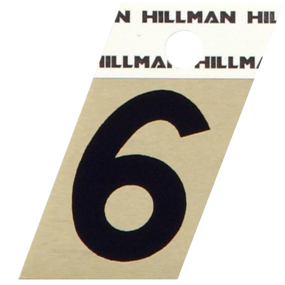 Artisan Hillman 1-1 2-In. Adhesive Black Gold Aluminum House Number 6 Clean