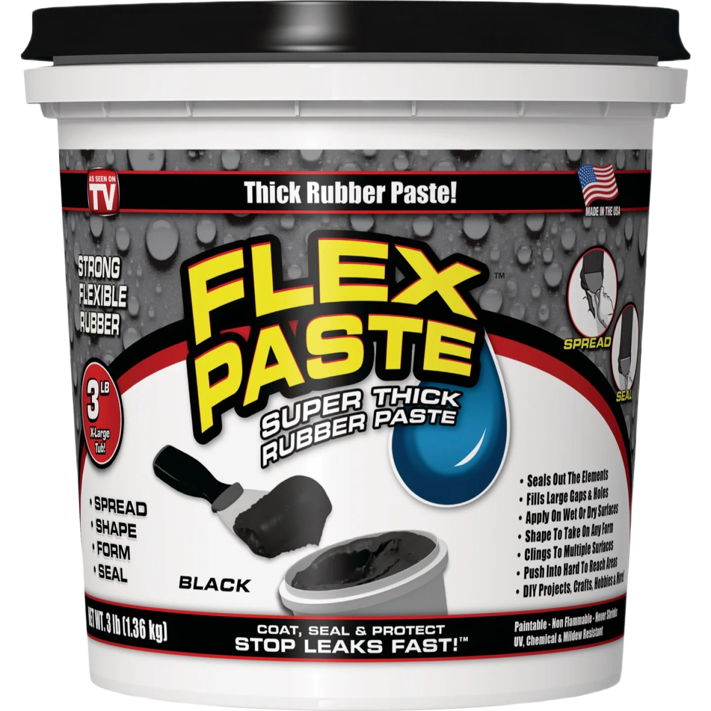 Smooth Flex Paste Black Rubber Sealant 3 lb. Fine