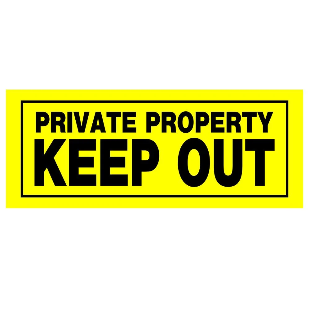 Stylish Hillman Yellow Black Private Property Keep Out Sign 6 x 15 in. Elite