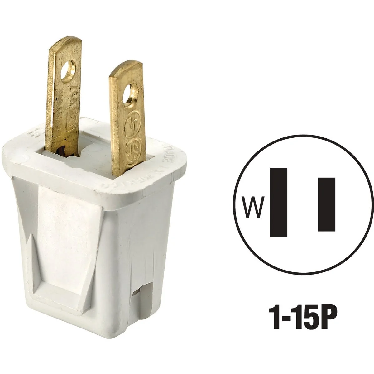 Durable Leviton White 10A 2-Wire 2-Pole Non-Grounding Cord Plug High-Grade