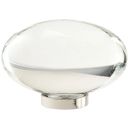 Secure Amerock Glacio Clear Glass Polished Nickel Oval Knob 1.75 in. Selected