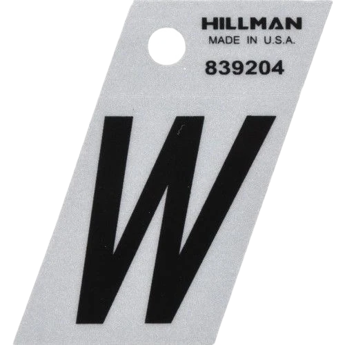 Traditional Hillman 1-1 2 in. Black Silver Reflective Mylar Angle Cut Sticker Letter W Fashionable