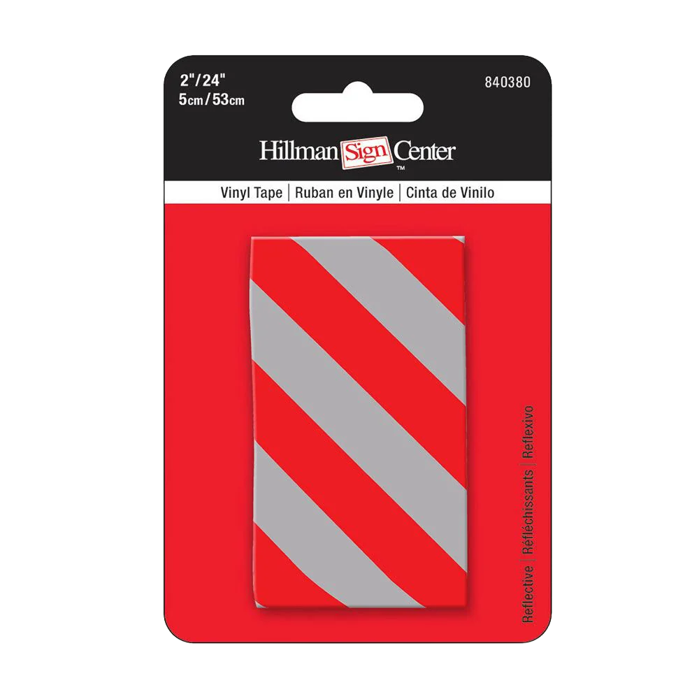 Durable Hillman Silver Red Diagonal Striped Reflective Tape Sustainable