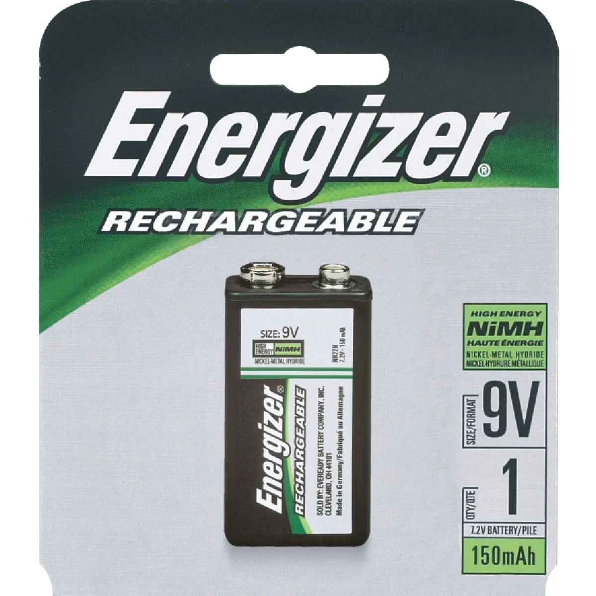 Enhanced Energizer Recharge 9V Rechargeable Battery Premium