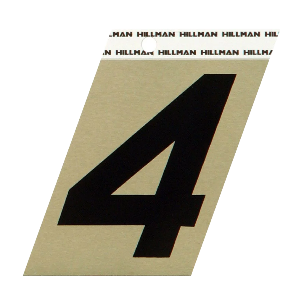 Superior Hillman 3 in. Black Gold Aluminum Angle Cut Sticker Number 4 Flexible