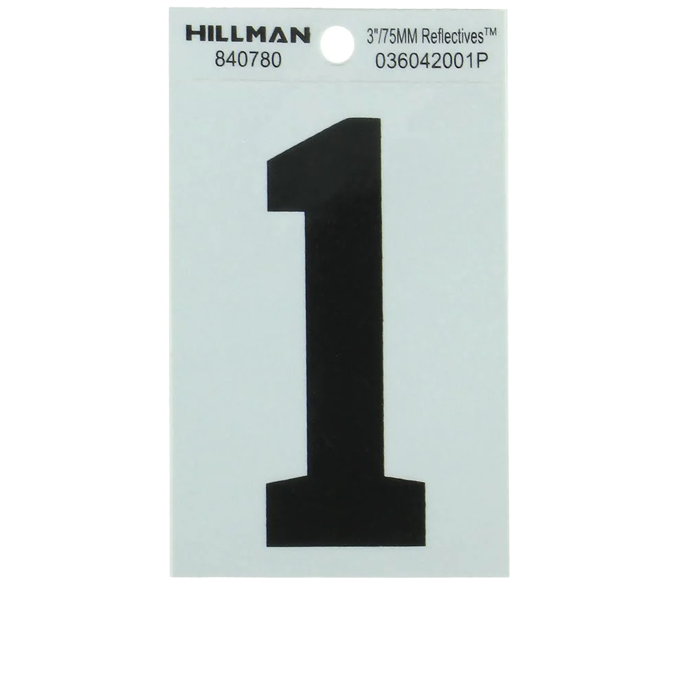 World-Class Hillman 3-In. Adhesive Black Silver House Number 1 Reliable