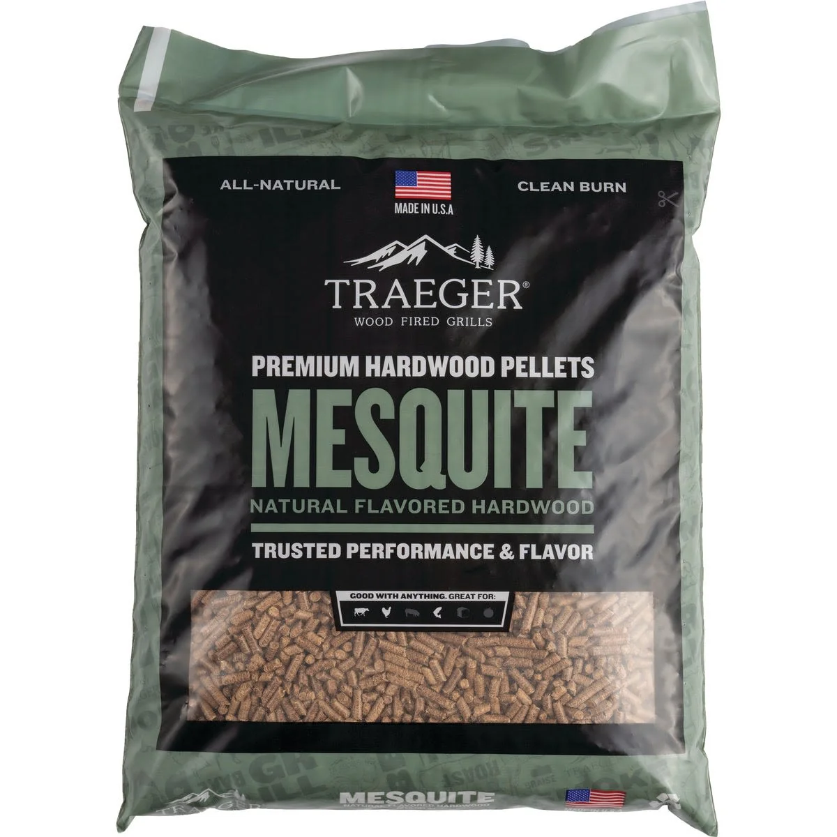 Traditional Traeger Mesquite Wood Pellets 20 lbs. Safe
