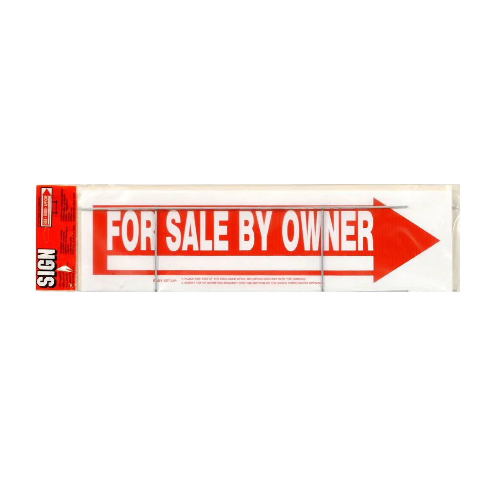 Elegant Hillman Red White For By Owner Arrow Sign 6 x 24 in. Flexible
