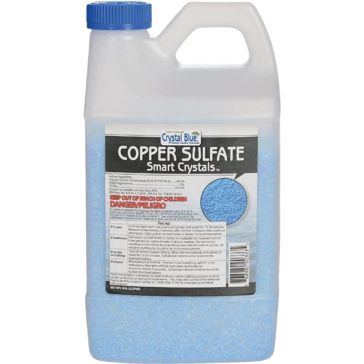 Refined Crystal Blue Copper Sulfate Smart Crystals Moss Algae Killer 5 lb. Professional