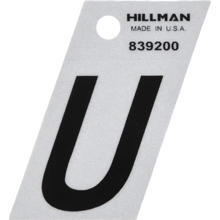 Excellent Hillman 1-1 2 in. Black Silver Reflective Mylar Angle Cut Sticker Letter U Verified