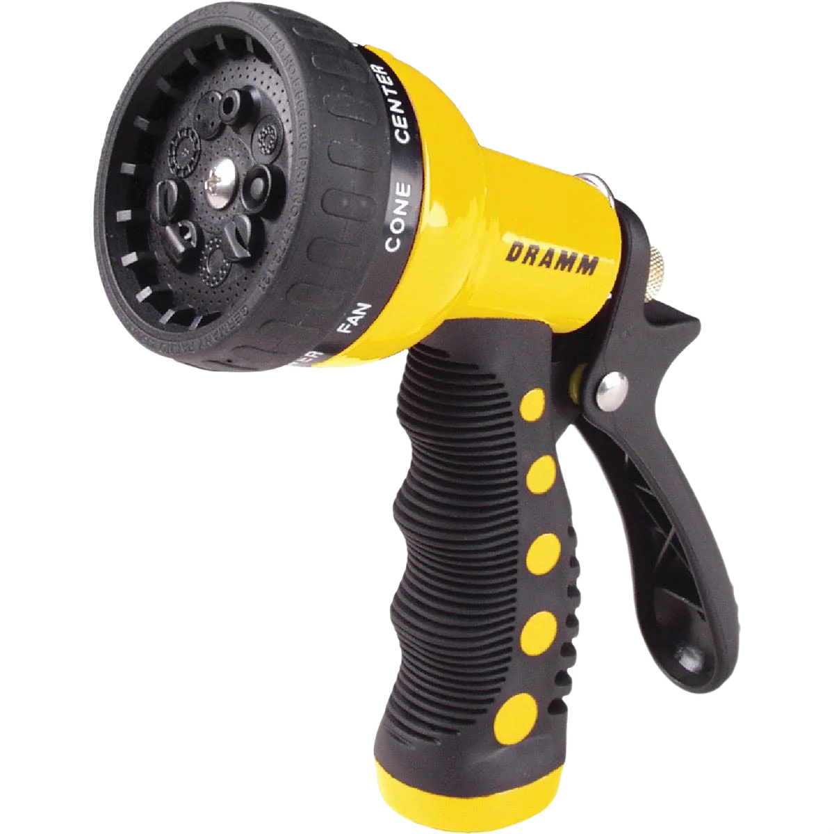 Consistent Dramm Heavy-Duty Metal 9 Pattern Yellow Nozzle Detailed