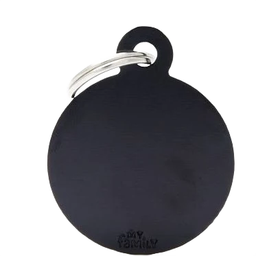 Casual MyFamily Large Black Round ID Tag Trendy