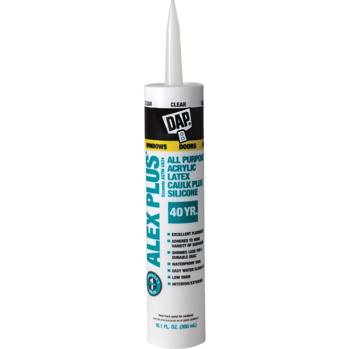 Superior DAP Alex Plus Clear All Purpose Acrylic Latex Caulk Plus Silicone 10.1 oz. Clean