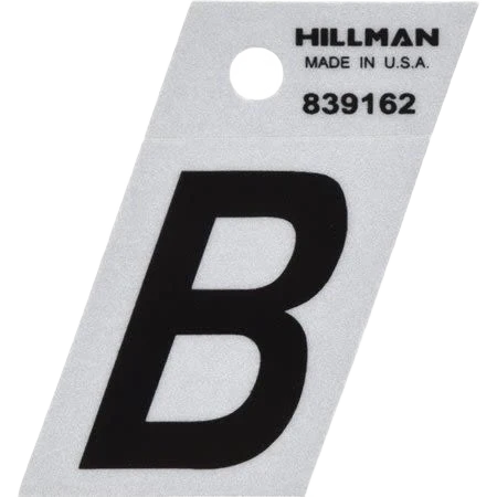 Soft Hillman 1-1 2 in. Black Silver Reflective Mylar Angle Cut Sticker Letter B Safe
