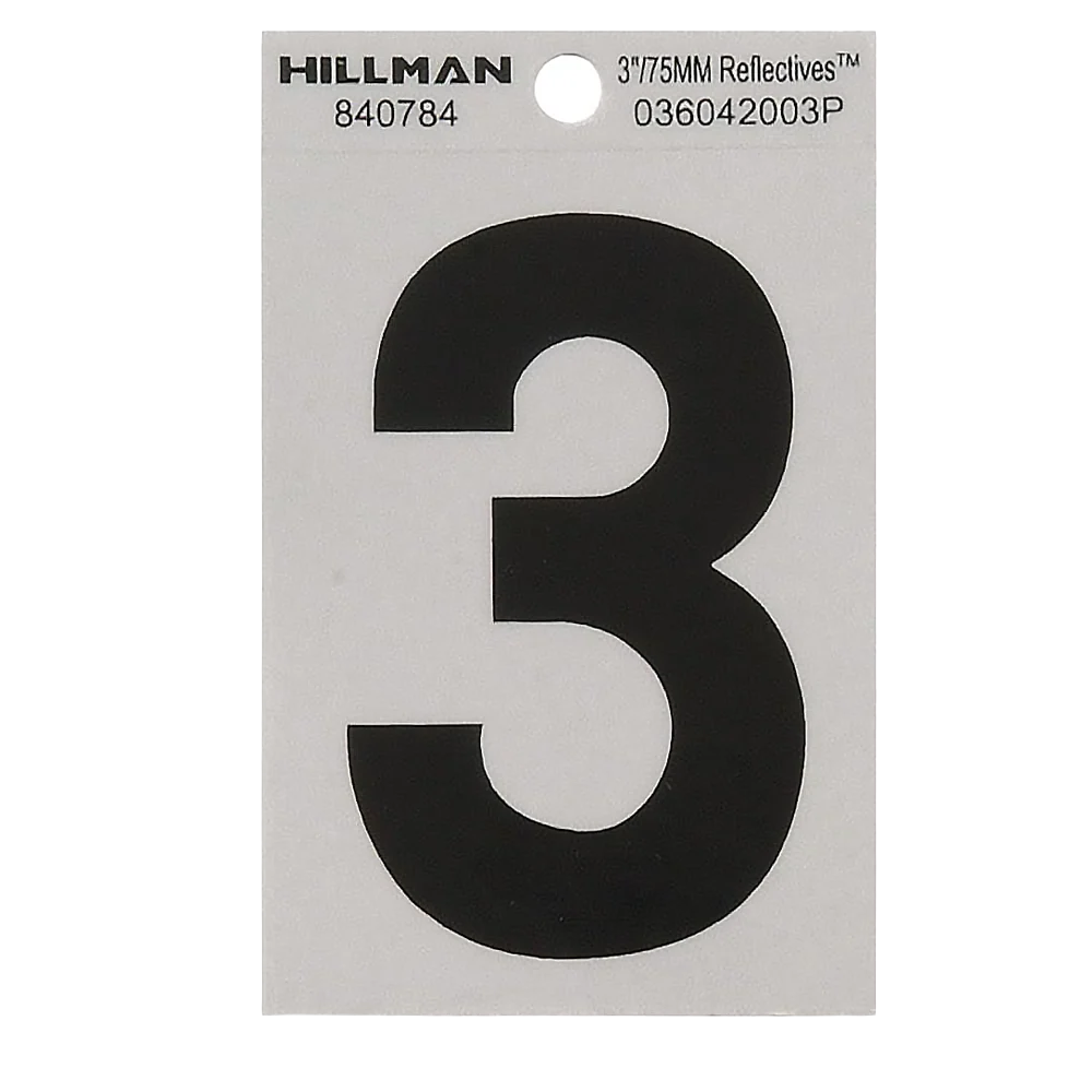 User-Friendly Hillman 3-In. Adhesive Black Silver House Number 3 Carefully Designed