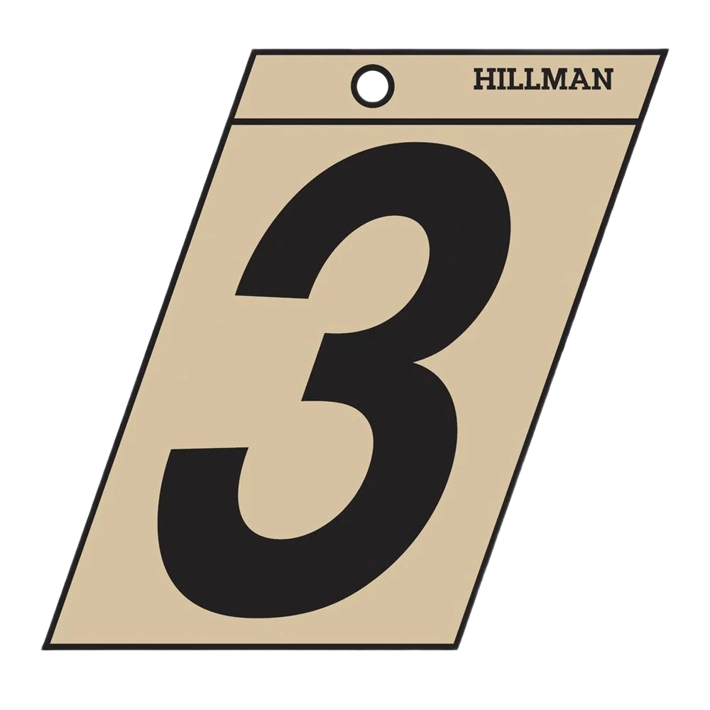 Minimalist Hillman 2-In. Adhesive Black Gold House Number 3 Enhanced