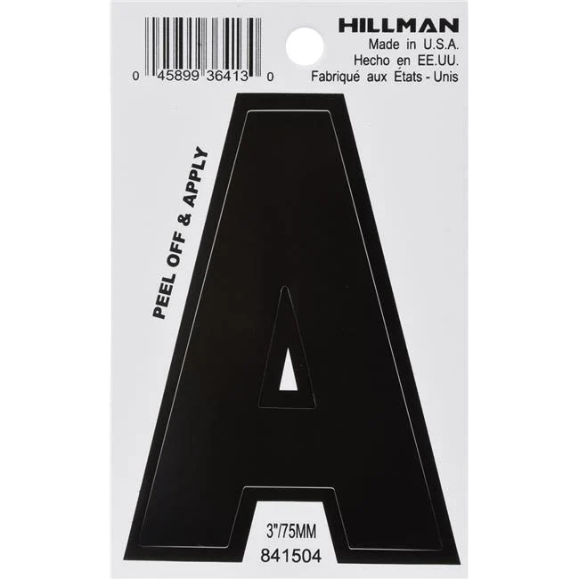 Official Hillman 3 in. Black Vinyl Die Cut Sticker Letter A Trusted