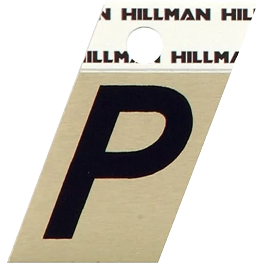 Effective Hillman 1-1 2 in. Black Gold Aluminum Angle Cut Sticker Letter P Practical
