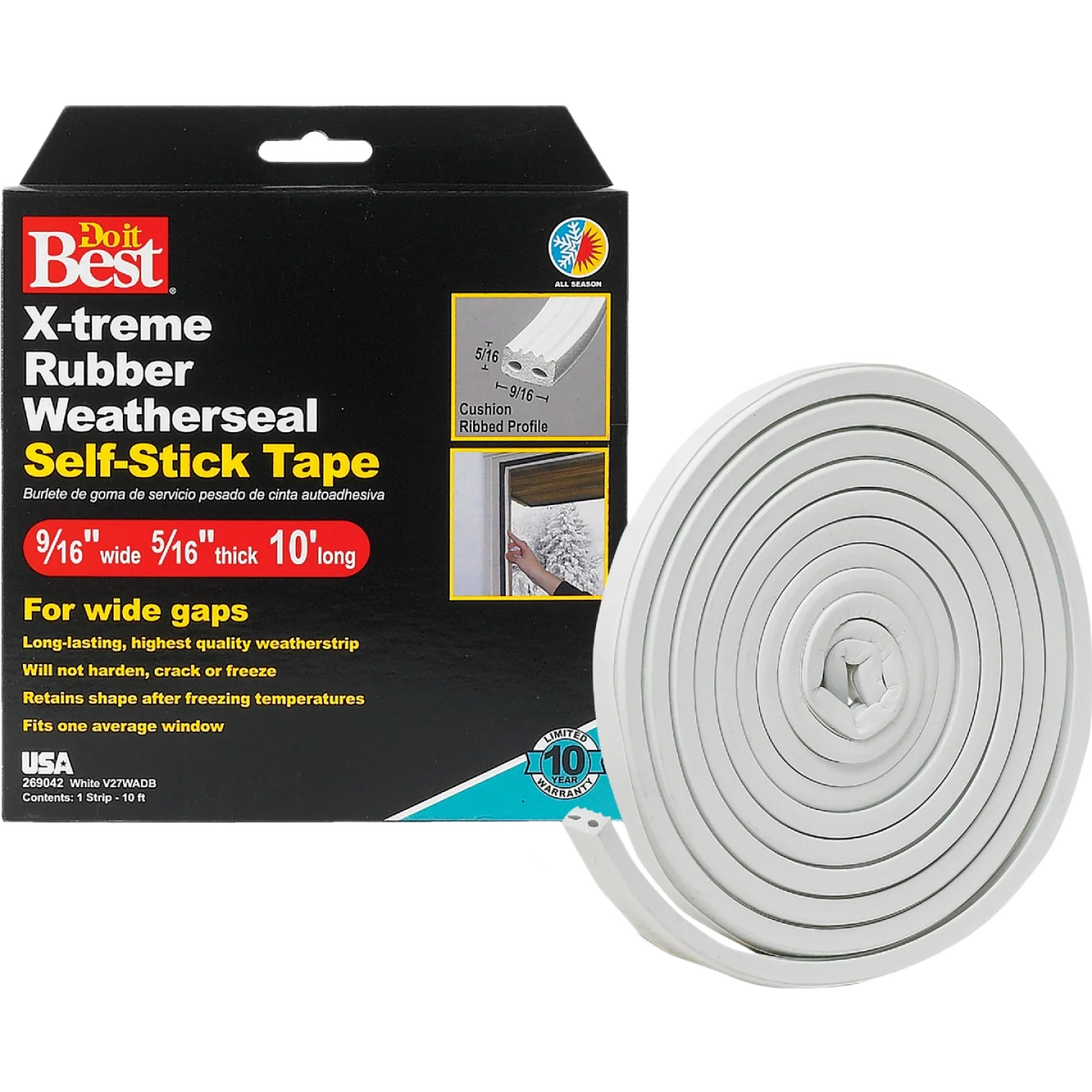 Crafted Do it White Wide Weatherseal Tape 10 ft. Powerful