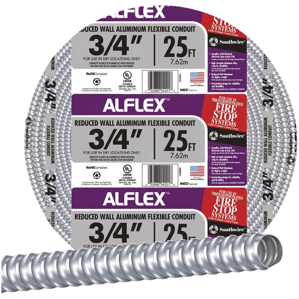 Trendy Southwire 3 4 x 25′ Aluminum Flexible Metal Conduit Prestigious