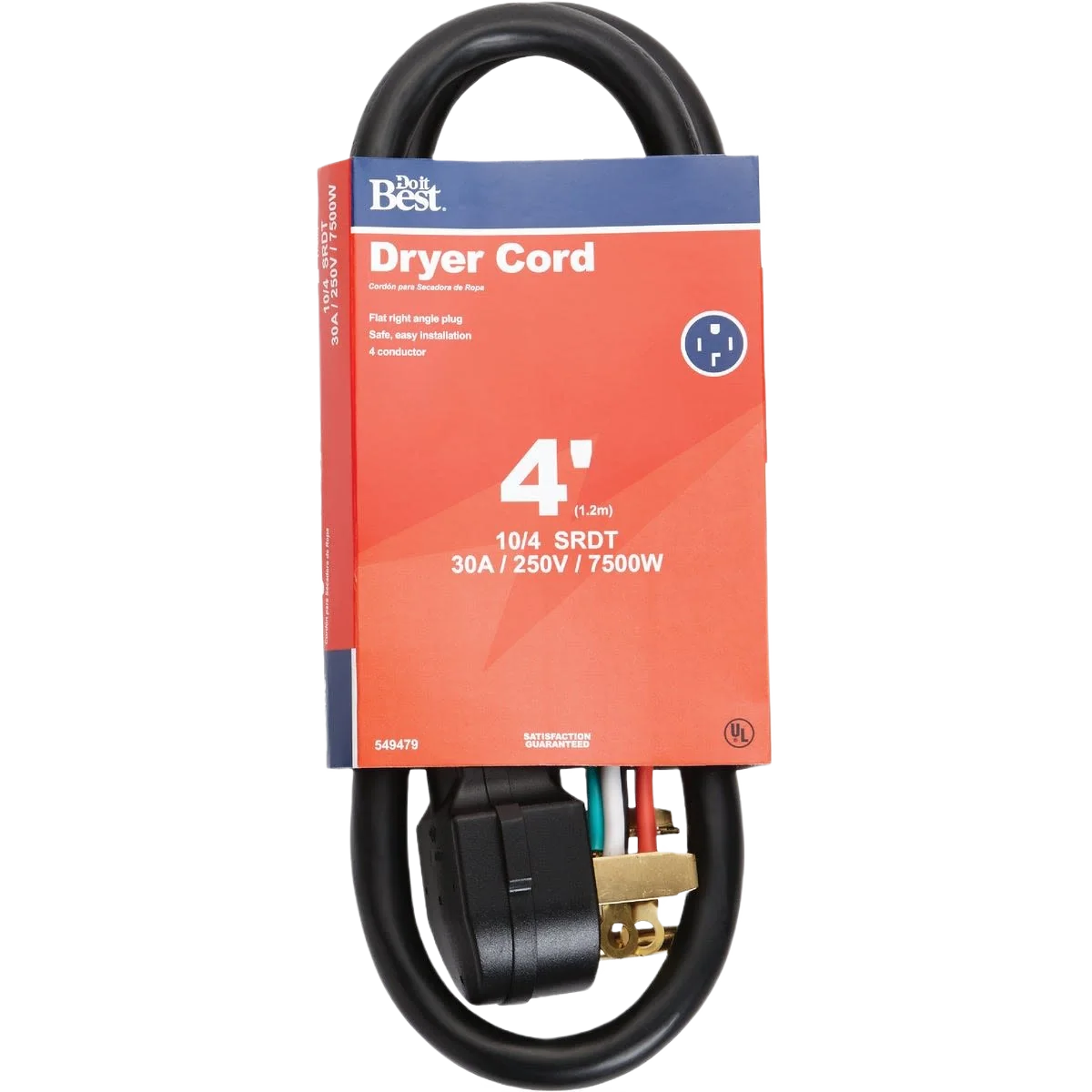 Traditional Do it Black 10 4 30A Dryer Cord 4 ft. Smart