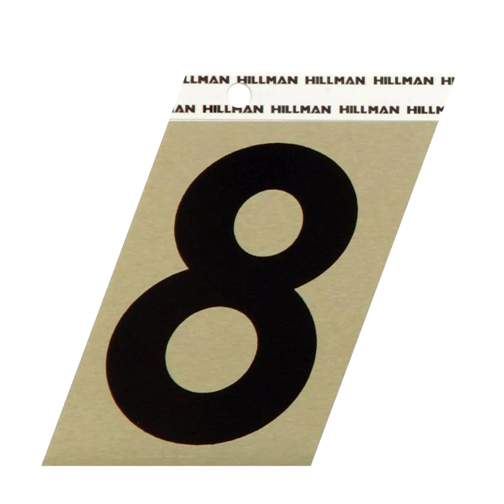 Relaxed Hillman 3 in. Black Gold Aluminum Angle Cut Sticker Number 8 Carefully Designed