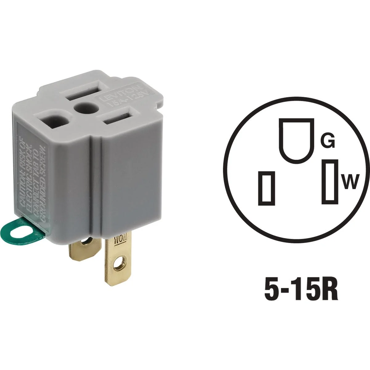 User-Friendly Leviton 15 Amp Gray Grounding Cube Tap Outlet Adapter Convenient