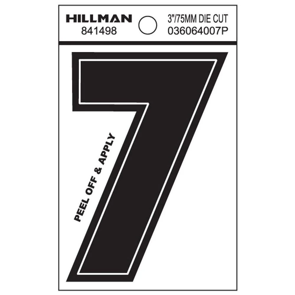 Recyclable Hillman 3-In. Adhesive Black House Number 7 Luxury