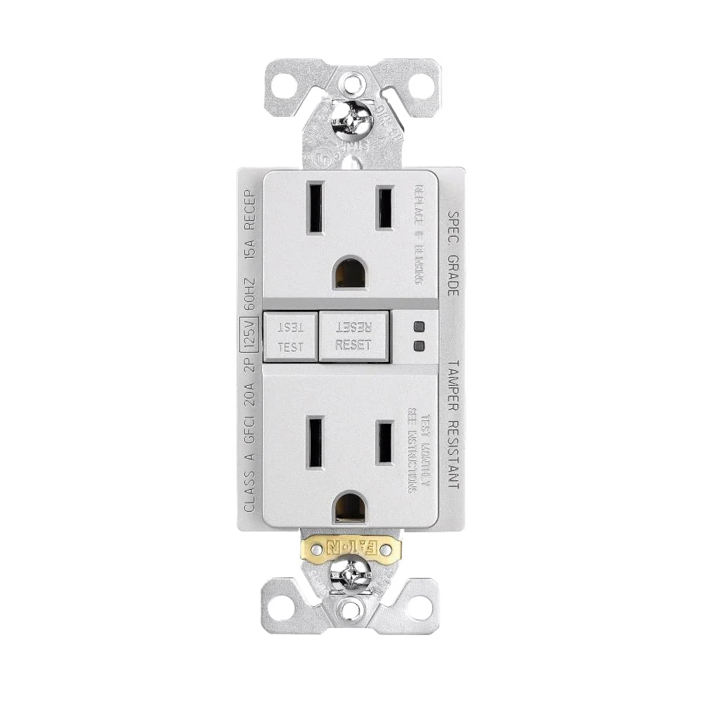 Verified Eaton GFCI Duplex Outlet Silver Granite Safe