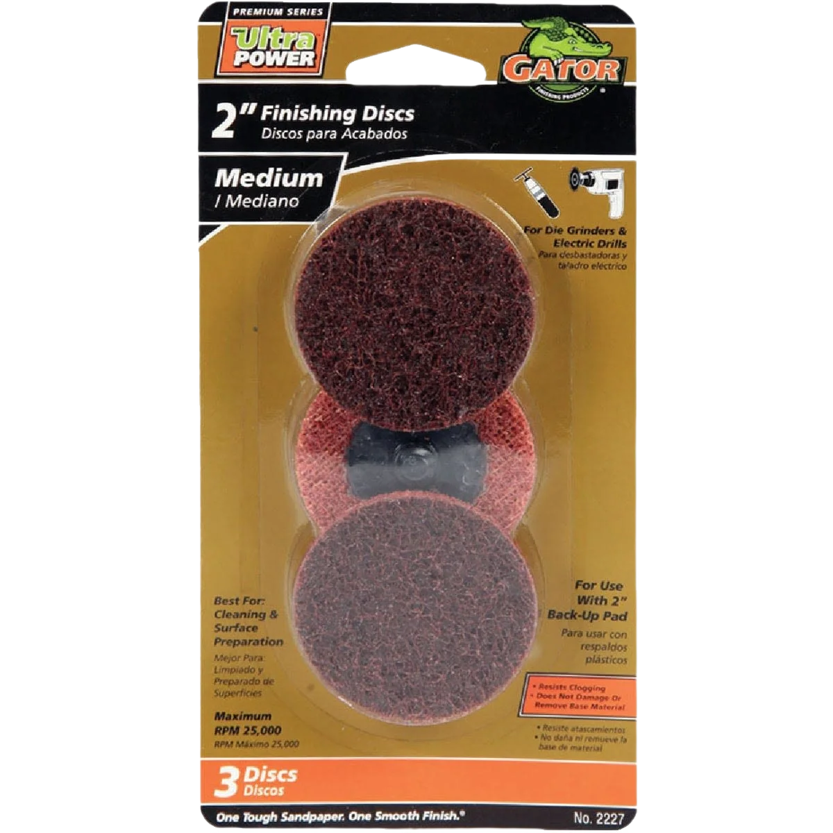Minimalist Gator 2 In. Finishing Surface Sanding Disc Medium Fine Crafted