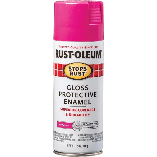 Smart Rust-Oleum Poppy Pink Gloss Protective Enamel Spray Paint 12 oz. Classic
