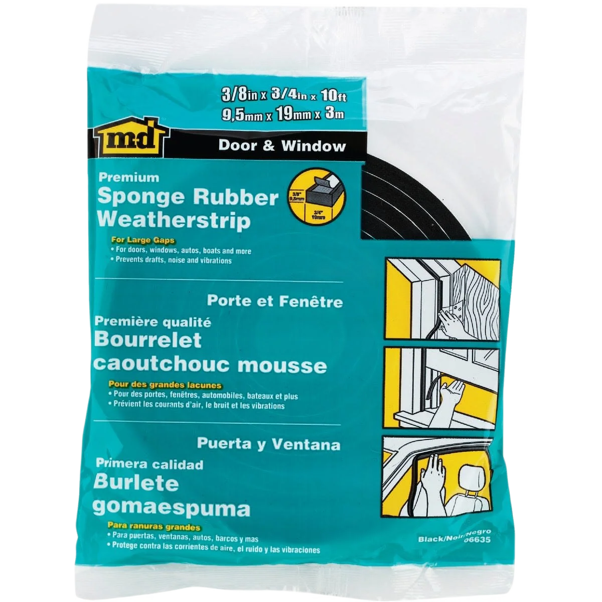 Reliable M-D Marine Auto Weatherstrip 3 8 In. T x 3 4 In. W x 10 Ft. L Excellent