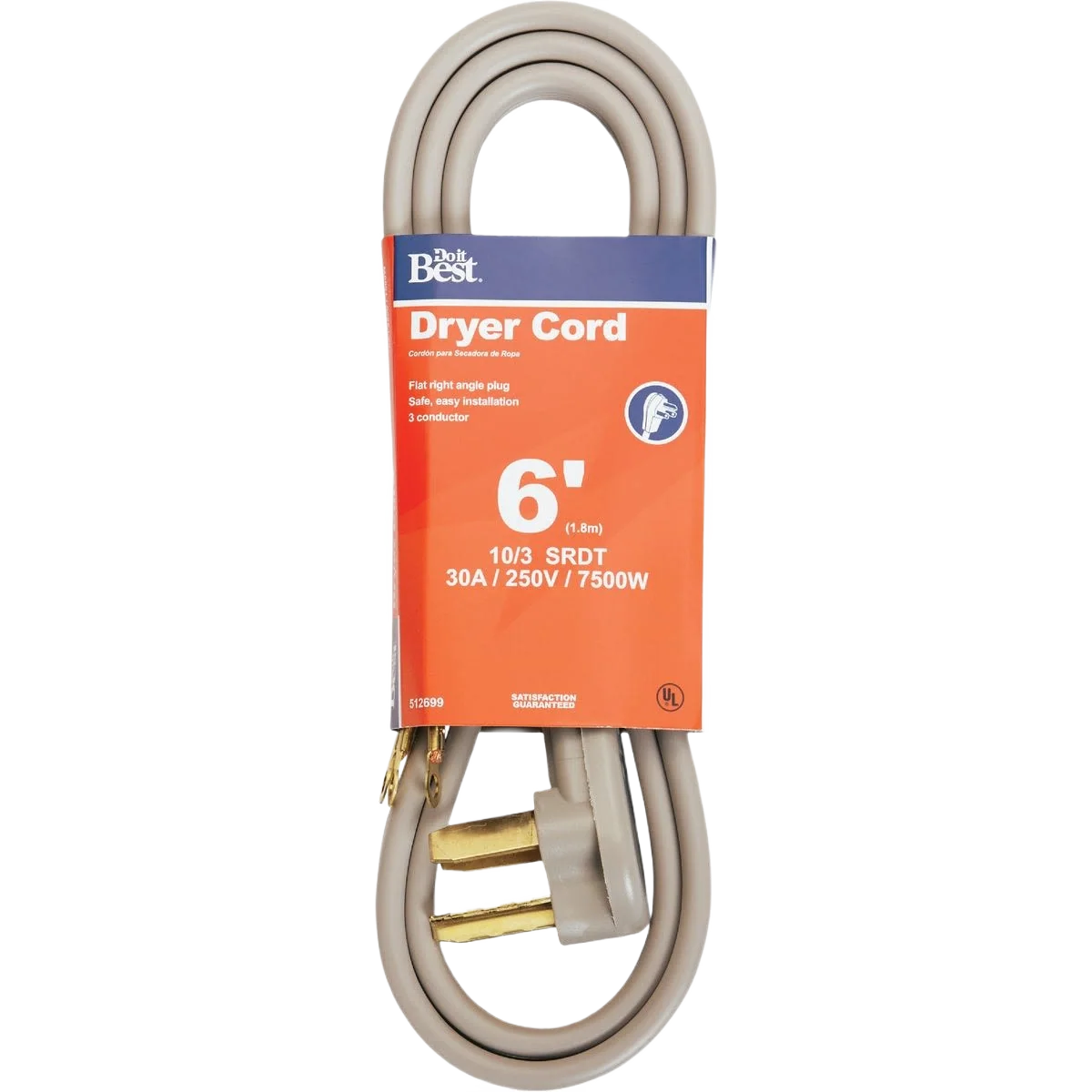 Lightweight Do it 10 3 30-Amp Dryer Cord 6 ft. Smooth