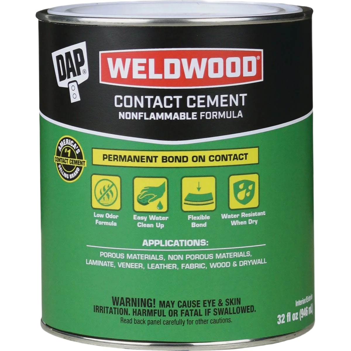 Classic DAP Weldwood Nonflammable Contact Cement Quart Easy-to-Use