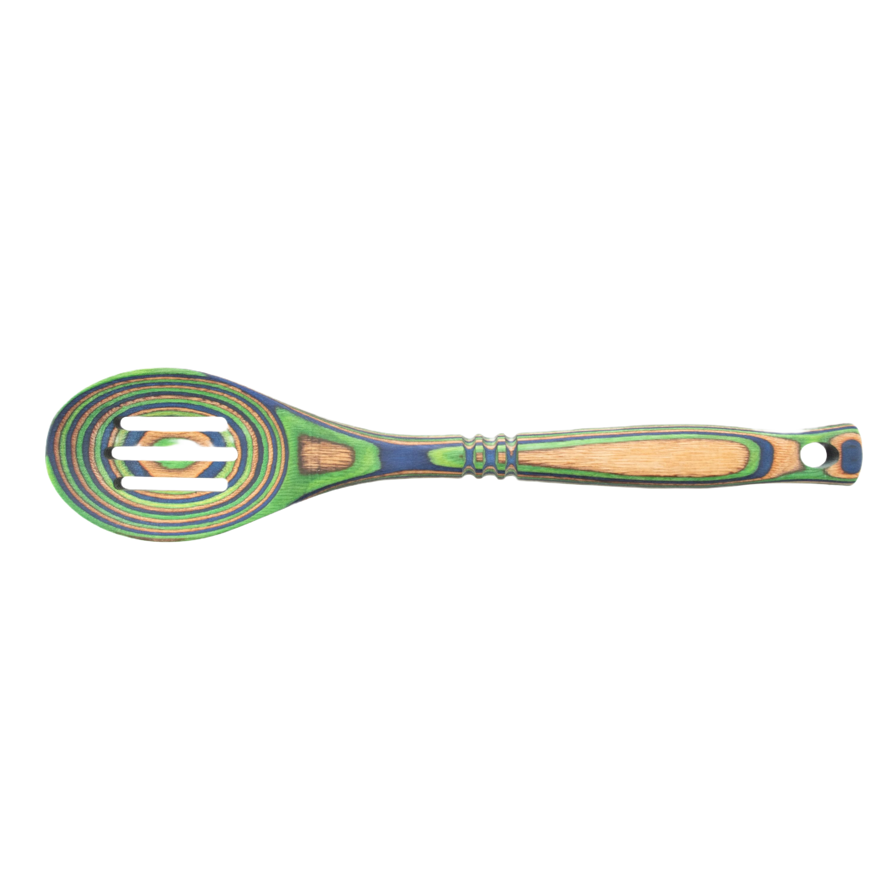 High-Quality Island Bamboo Pakka Wood Peacock Slotted Spoon Durable