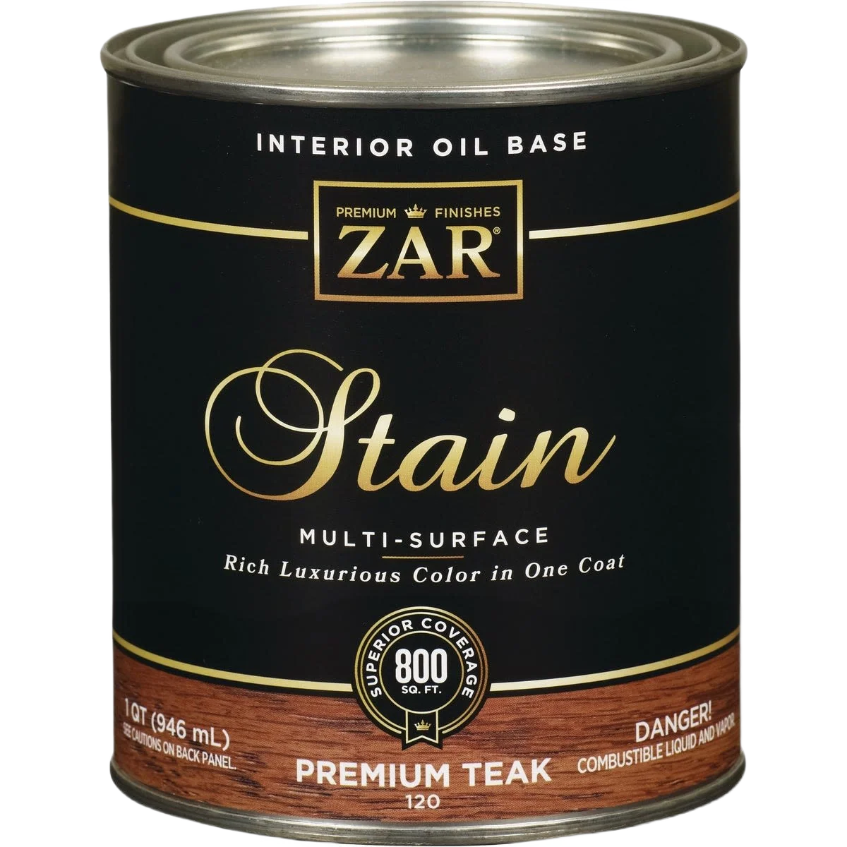 Long-Lasting ZAR® Interior Oil Base Premium Teak Wood Stain 1 Quart Genuine