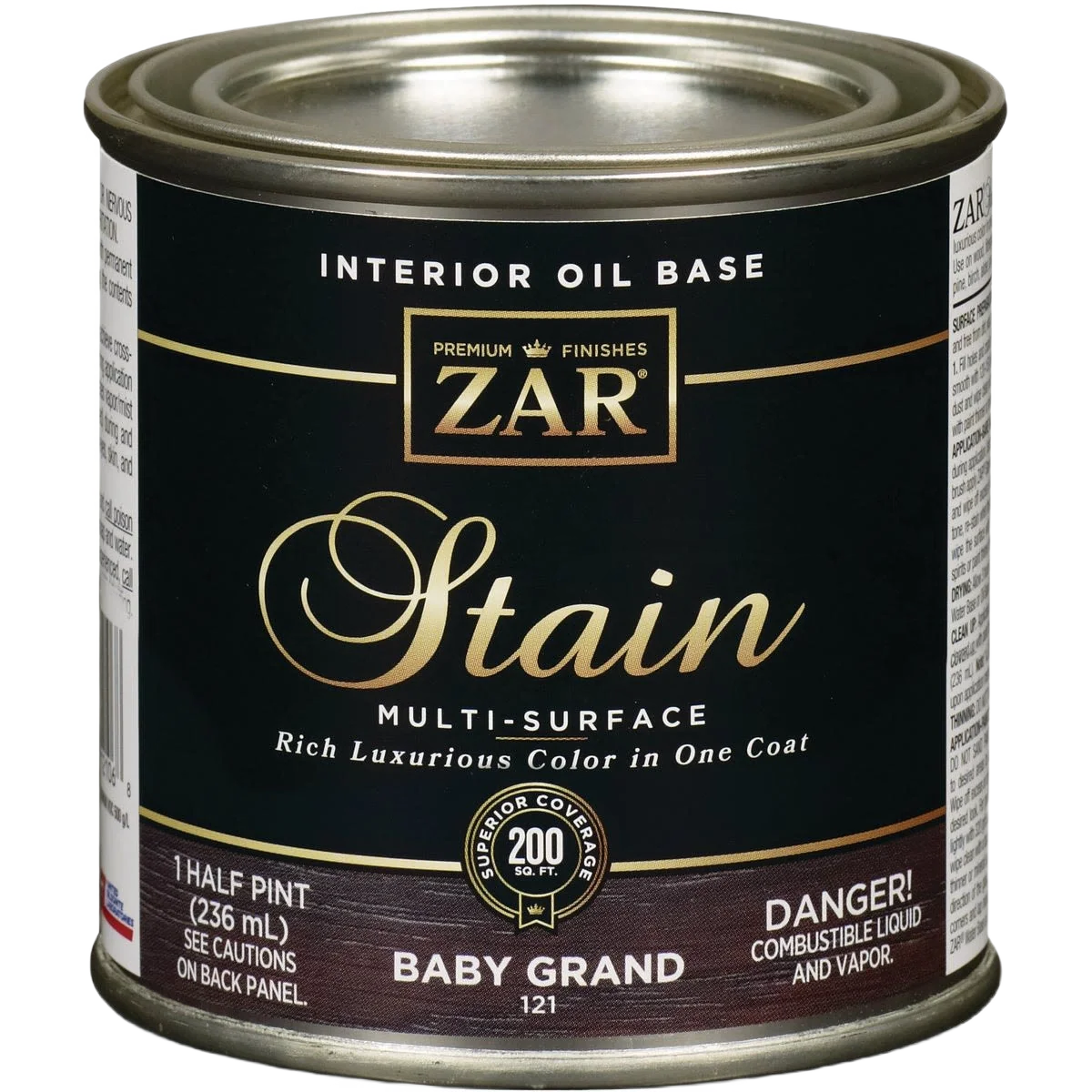 Excellent ZAR Baby Grand Interior Oil Base Stain 1 2 Pint Premium