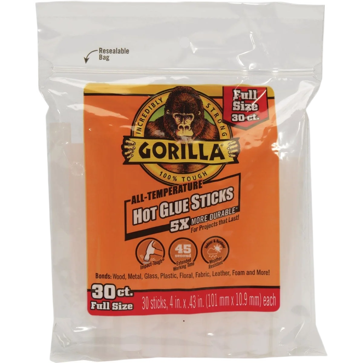Specialty Gorilla 4 In. Hot Melt Glue Sticks 30 Pk High-Performance