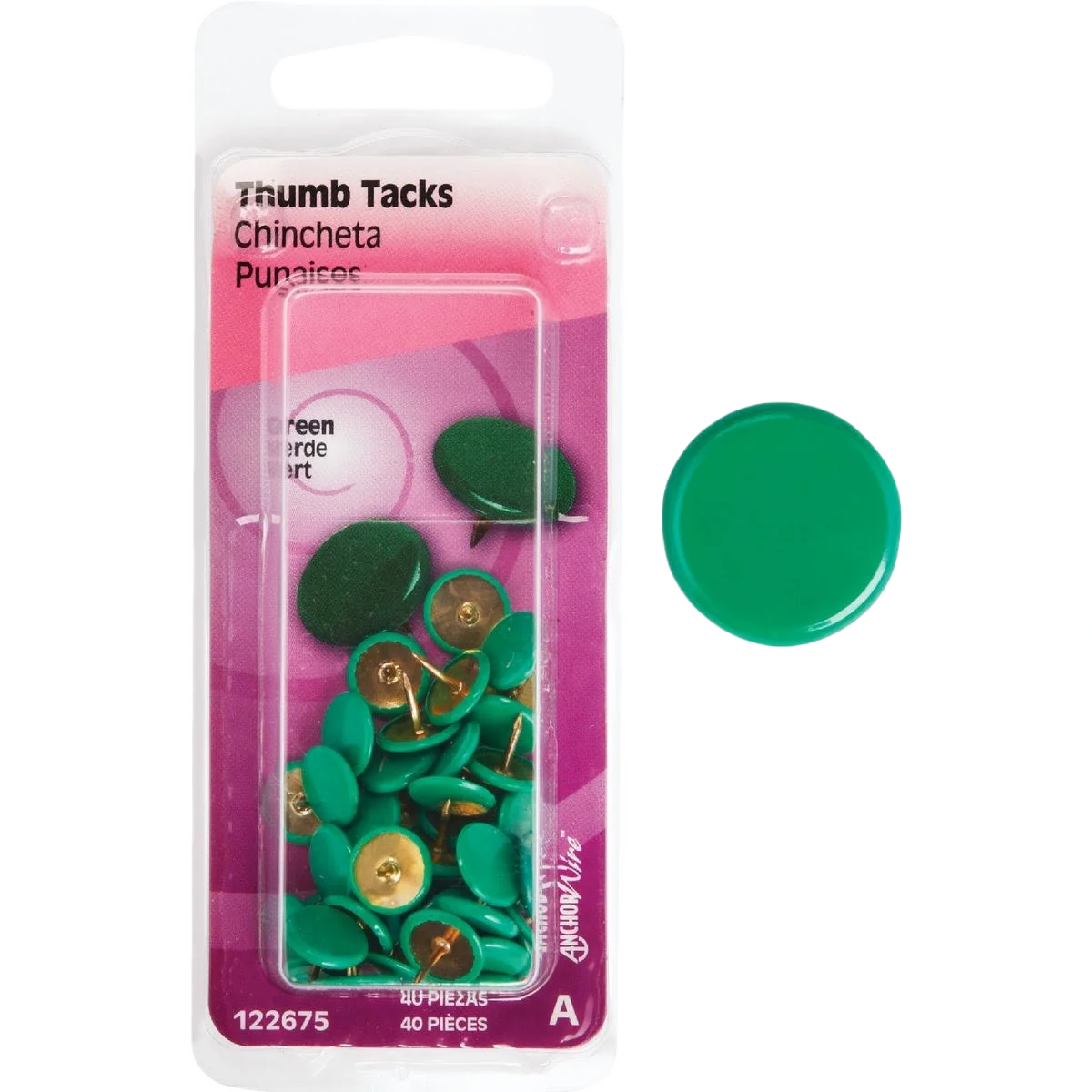 Eco-Friendly Hillman Green 23 64 x 15 64 Thumb Tack 40-Count Practical