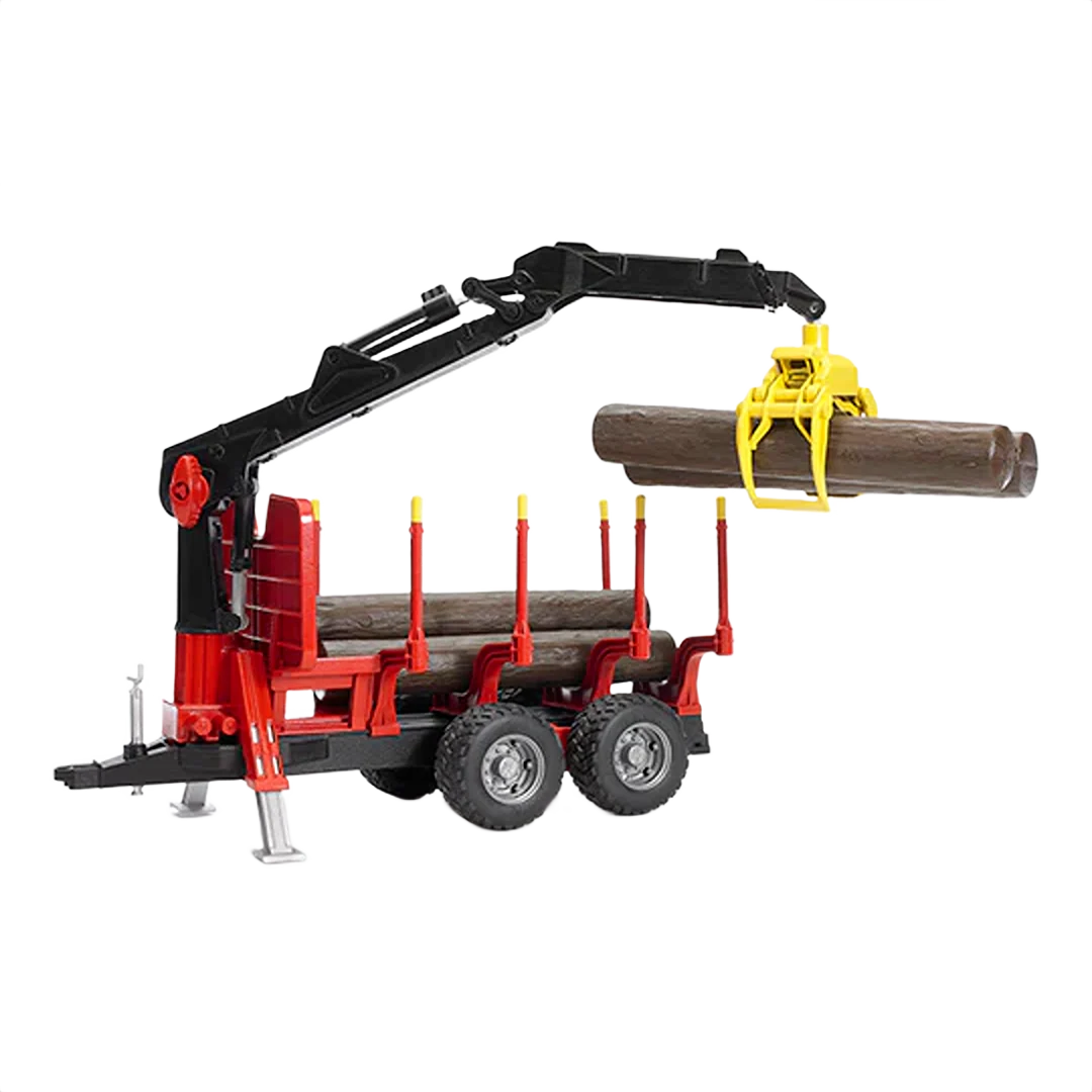 Soft Bruder 02252 Forestry Trailer with Crane Grapple and 4 Logs Practical