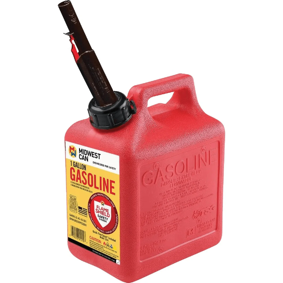 Advanced Midwest Can 1 Gallon Red Plastic Auto Shut-Off Gasoline Fuel Can Dependable